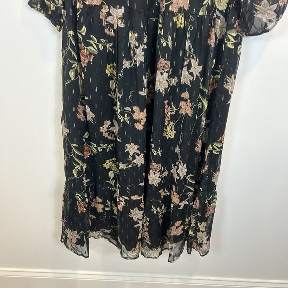 Novica Chiffon Shift Dress with Floral Motif, "Romantic Revival in Black Medium - Picture 3 of 9
